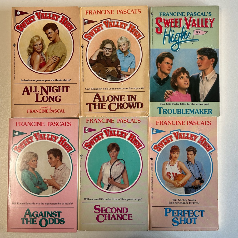 Sweet Valley High Book Set 5, 28, 47, 51, 53, 55 EUC